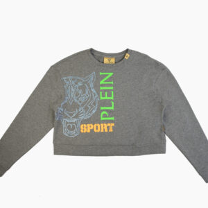 Krótka bluza Plein Sport szara z kolorem