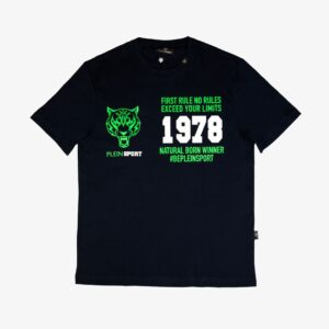 Granatowy t-shirt Plein Sport z modnym logo