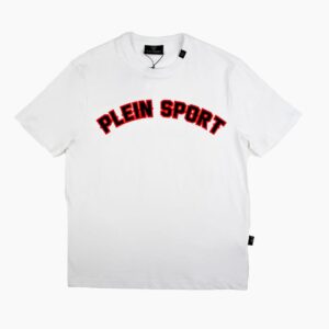 Biały t-shirt Plein Sport z podwójnym logo