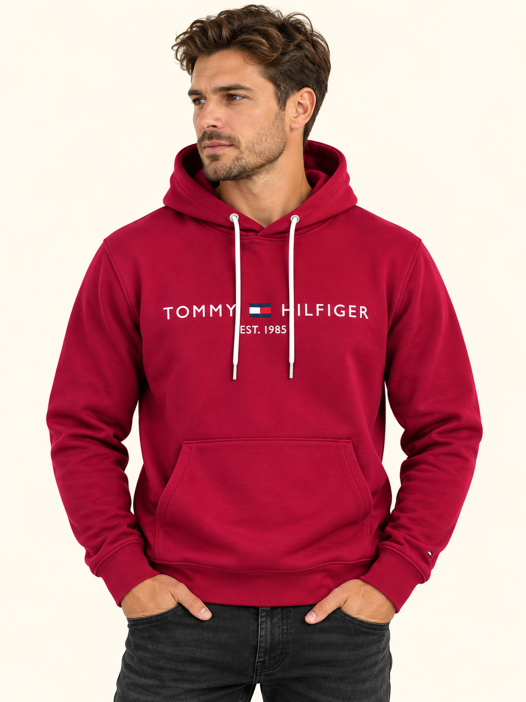 Bluza męska Tommy Hilfiger z kapturem, ocieplana, regular fit - model przód